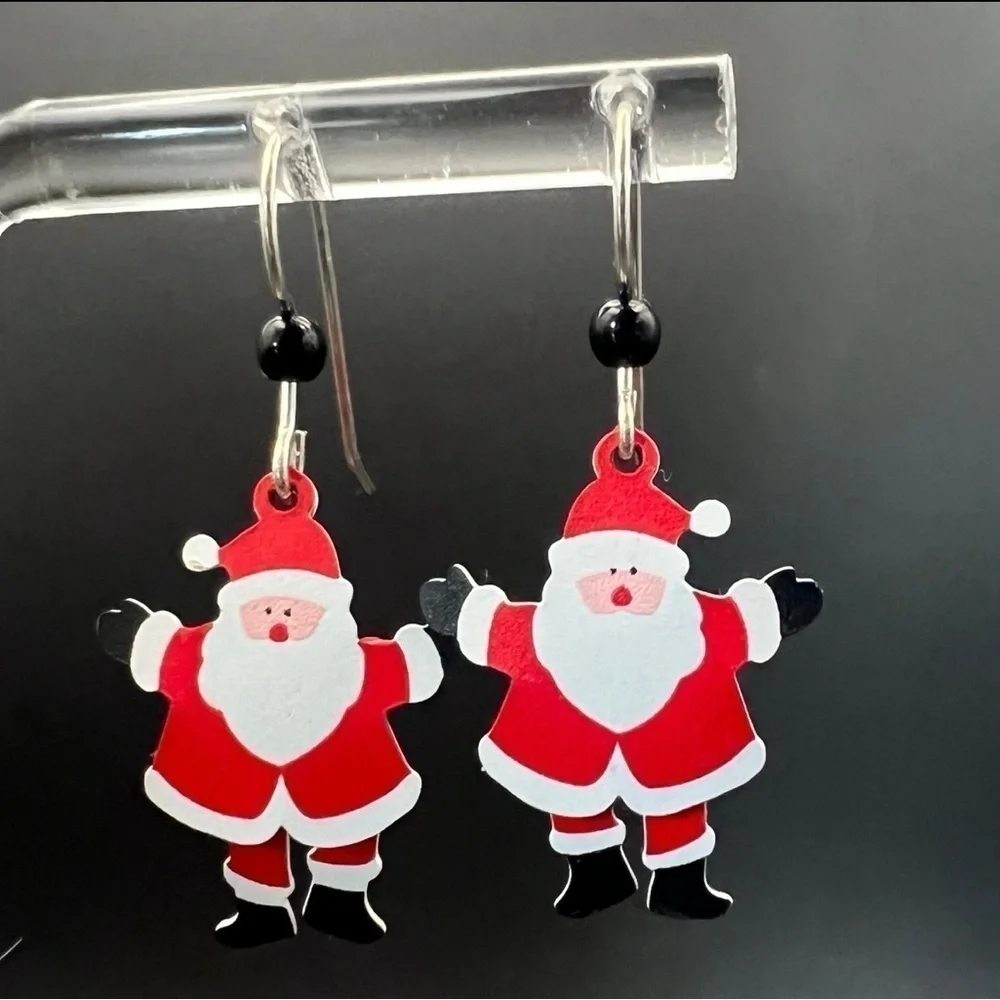 Santa Claus Christmas Earrings – Festive Holiday Jewelry with 925 Silver Hooks